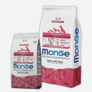 Корм сухой MONGE Dog Speciality Monoprotein All Breeds Adult говядина,рис для собак всех пор.12кг