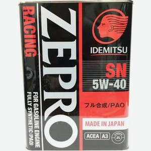 Моторное масло IDEMITSU Zepro Racing, 5W-40, 4л, синтетическое [3585004]
