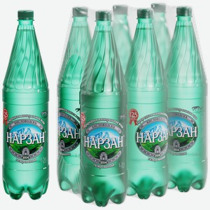 Минеральная вода Нарзан газированная, 6 шт по 1,5 л, пластиковая бутылка