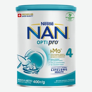 Детская смесь NAN 4 Optipro молочная для роста иммунитета и развития мозга с 18 месяцев БЗМЖ 400 г