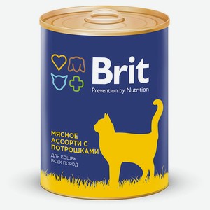 Консервированный корм для кошек Brit мясное ассорти с потрошками, 340 г