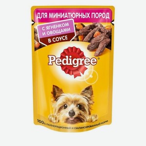 Влажный корм Pedigree для взрослых собак миниатюрных пород, с ягненком и овощами в соусе, 85 г