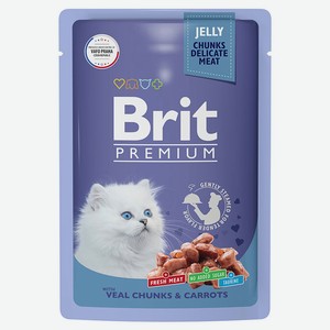 Корм для кошек Brit Premium говядина в желе, 85 г
