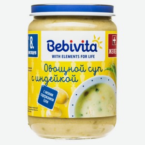 Суп-пюре Bebivita Овощной суп с индейкой с 8 мес., 190 г