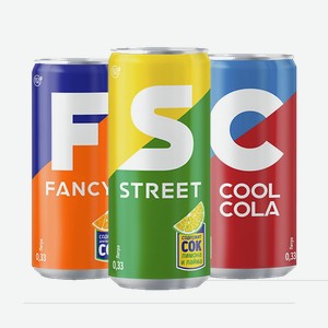 Напиток сильногазированная COOL COLA,FANCY, STREET 0,33л ж/б
