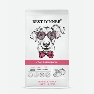 Корм сухой BEST DINNER Sensible Adult Medium&Maxi Veal&Pumpkin телят/тыква для собак ср/кр.пор.3кг
