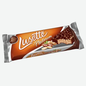 Вафли «Lusette Platinum» с какао начинкой с арахисом в какао-глазури, 0,05 кг