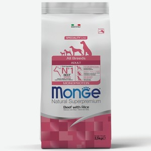 Корм Monge сухой корм для собак всех пород, говядина с рисом (12 кг)