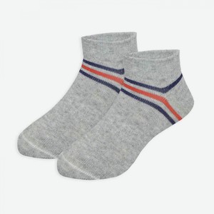 Носки детские Lav укороченные с полосками цвет: серый меланж/нави/красный, 20-22 р-р