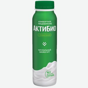 Биойогурт питьевой АКТИБИО натуральный, 1.8%, 0.26кг