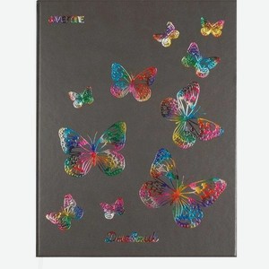 Дневник Rainbow Butterfly твердая обложка из искусственной кожи, тиснение разноцветной фольгой, 1 ляссе