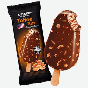 Мороженое DESSERT CLUB Toffee Nut сливочное эскимо 70гр БЗМЖ