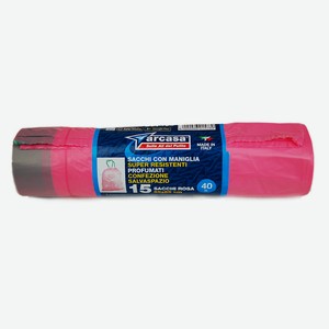 Мешки Arcasa для мусора с завязками розовые 40л 15 шт, 0,17 кг