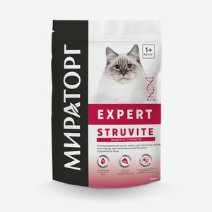 Полнорационный сухой корм для взрослых кошек всех пород при мочекаменной болезни струвитного типа Мираторг 0,4 кг