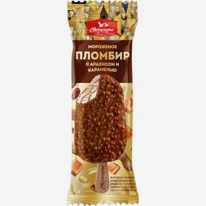 Мороженое <Свитлогорье> эскимо пломбир с карамелью в шок глазури с арахисом 80г Россия