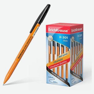 Ручка шариковая ErichKrause Orange Stick R-301 черная 0,7 мм, 1 шт