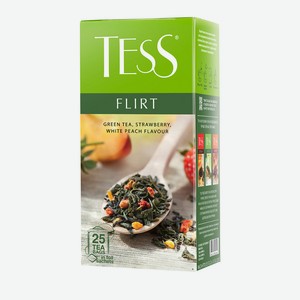 Чай зеленый Flirt клубника/белый персик 25 пакетиков Tess, 0,037 кг
