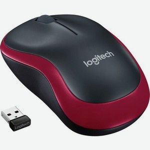 Мышь Logitech M185, оптическая, беспроводная, USB, красный и черный [910-002633]