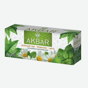 Чай зеленый байховый ромашка/мята 25пак 0,05 кг AKBAR