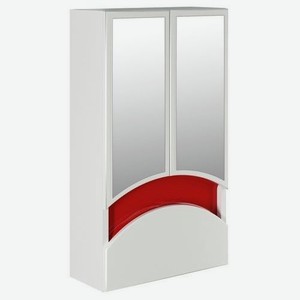 Шкаф MIXLINE Радуга 46 без подсветки, с зеркалом, подвесной, 460х800х160 мм, белый/красный [522475]