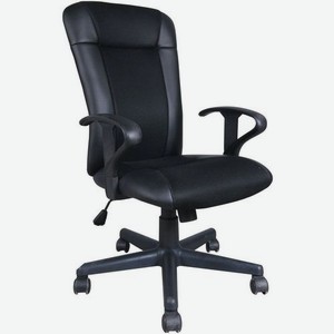 Кресло BRABIX Optima MG-370, на колесиках, эко.кожа/ткань, черный [531580]
