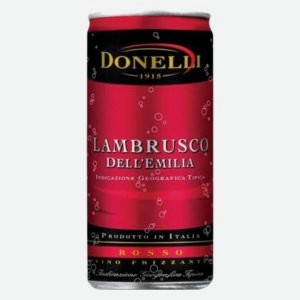 Вино Lambrusco Donelli игристое красное полусладкое 8% 0,2л жб Италия Эмилия Романья