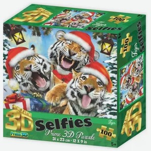 Пазлы 3D  Новогоднее селфи тигрят , 100 детал., 5+ арт.13935