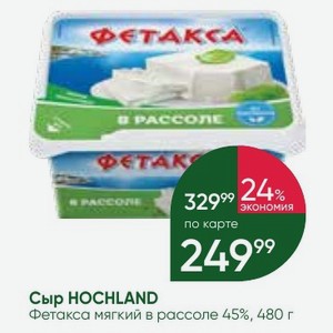 Сыр HOCHLAND Фетакса мягкий в рассоле 45%, 480 г