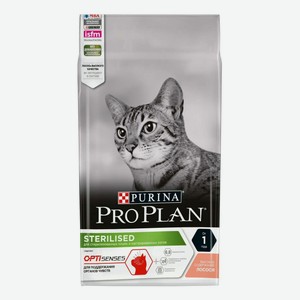 Сухой корм Pro Plan с лососем для взрослых стерилизованных кошек и кастрированных котов для поддержания органов чувств 1,5 кг
