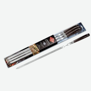 Набор шампуров больших в блистере 6 шт. с деревянными ручками FORESTER, 0,6 кг