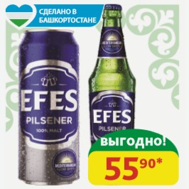Пиво светлое Эфес Пилсене 5%, ж/б, ст/б, 0,45 л