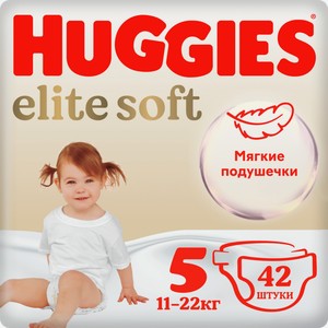 Подгузники Huggies Elite Soft 5/(12-22кг) 42шт