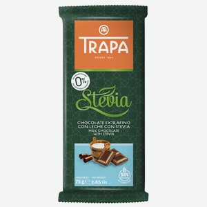 Молочный шоколад со стевией 0,075 кг Trapa