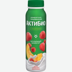 Йогурт питьевой Актибио дыня-клубника-земляника 1.5%, 260г Россия