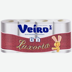 Туалетная бумага Veiro Luxoria 3 слоя, 8 рулонов