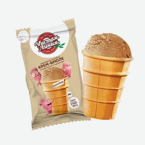 Мороженое Крем-брюле пломбир 0,08 кг вафельный стакан Чистая линия