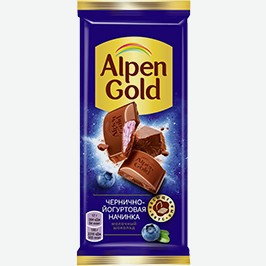 Шоколад Альпен Голд, Молочный, С Чернично-йогуртовой Начинкой, 85 Г