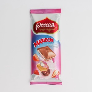 Шоколад молочный РОССИЯ-ЩЕДРАЯ ДУША Maxibon клубничный, 80 г