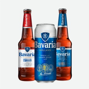 Пиво БАВАРИЯ премиум светлое/безалкогольное 0,45л