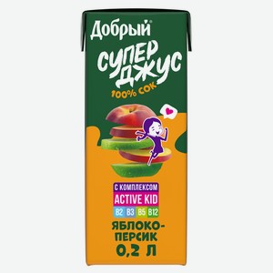 Сок Добрый Яблоко-персик 0.2л
