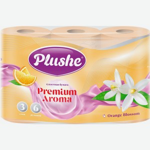 Туалетная бумага Plushe Prem aroma Orange Blossom 3сл 6рулонов