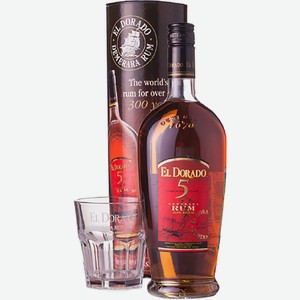 Ром Rum El Dorado 5 Y.O. in gift box with glass 0,7l