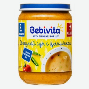 Суп-пюре Bebivita Овощной суп с цыплёнком с 8 мес., 190 г