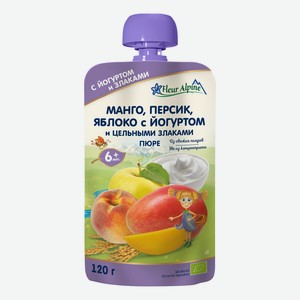 Пюре Fleur Alpine манго-персик-яблоко-йогурт-злаки с 6 месяцев 120 г