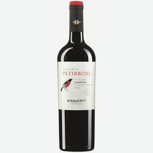 Вино PETIRROJO RESERVA CARMENERE красное сухое 13,5% 0.75л Чили Долина Колчагуа