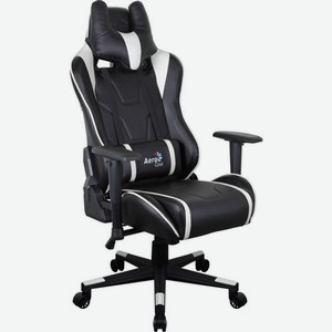 Кресло игровое Aerocool AC220 AIR-BW, на колесиках, ПВХ/полиуретан, черный/белый