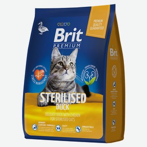 Сухой корм для стерилизованных кошек Brit Premium утка, 400 г