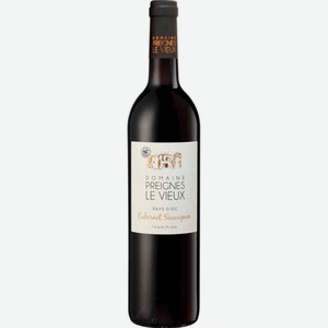 Вино Domaine Preignes le Vieux Cabernet Sauvignon красное сухое 13,5 % алк., Франция, 0,75 л
