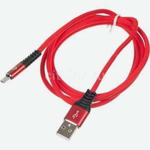 Кабель Digma micro USB (m) - USB (m), 1.2м, в оплетке, 2A, красный [microusb-1.2m-braided-r]