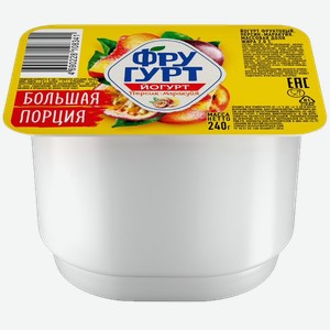 Йогурт ФРУГУРТ персик, маракуйя, 2%, 0.24кг
